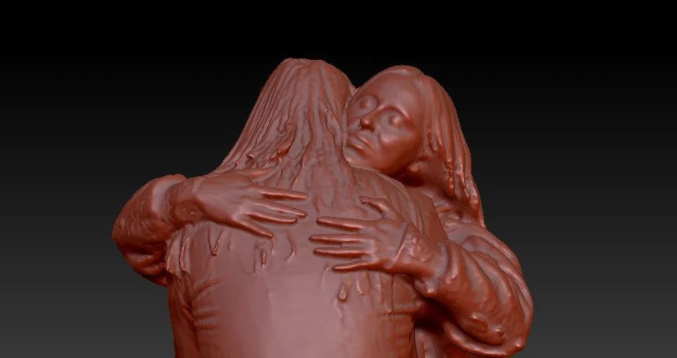Bougie Bonnie Banane : le modèle 3D des deux personnages enlacés